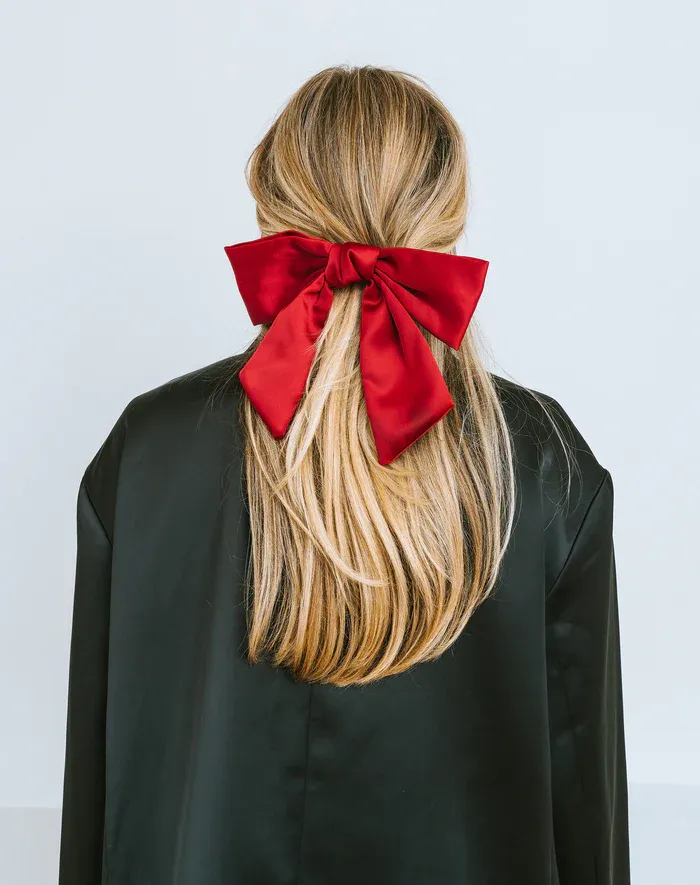 Brunette the Label Large Satin Bow Merlot