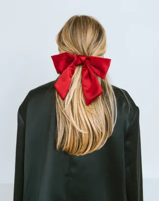 Brunette the Label Large Satin Bow Merlot