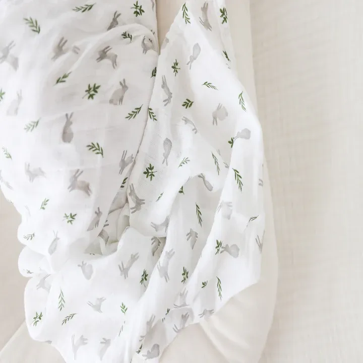 Lulujo 2Pack Cotton Muslin Swaddle Bunnies & Fern