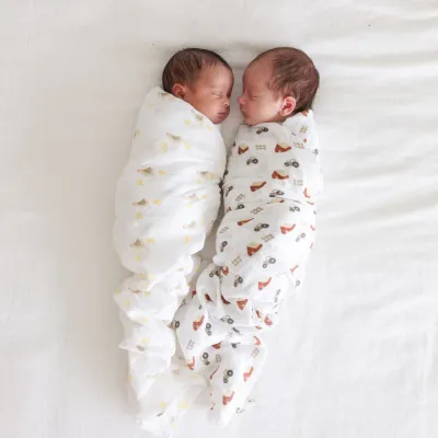 Lulujo 2Pack Cotton Muslin Swaddle Barnyard/Hen &amp; Chicks