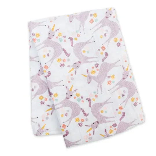 Lulujo Classic Muslin Swaddle Blanket XL Unicorn