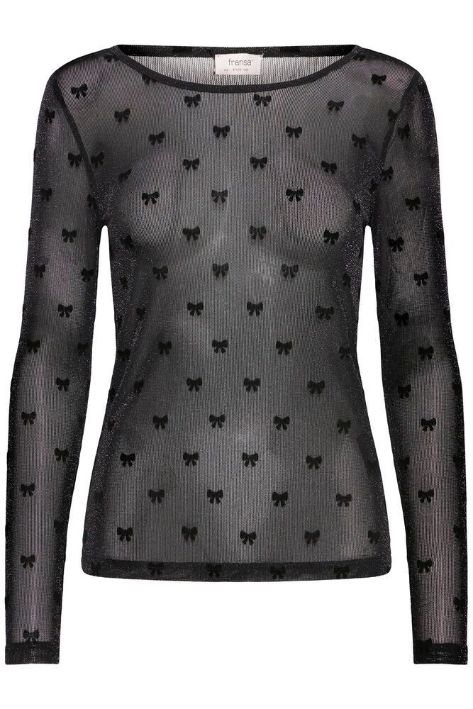 Fransa FRMesh Tee 3 Black Top