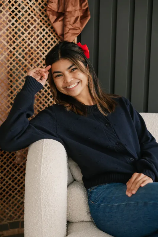 Smash + Tess Navy Dot Cardigan