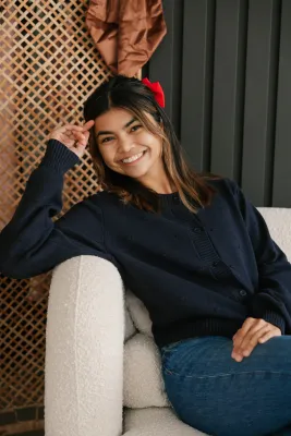 Smash + Tess Navy Dot Cardigan