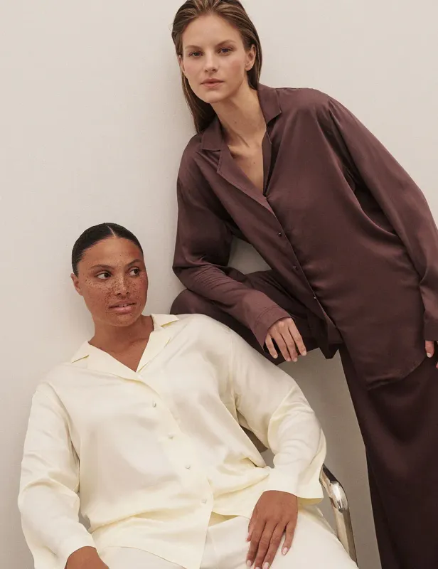 Boody Vegan Silk Long Sleeve Shirt Garnet