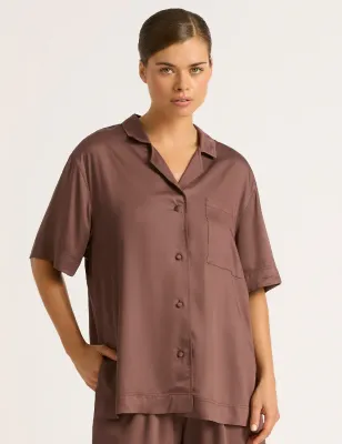 Boody Vegan Silk Short Sleeve Sleep Shirt Garnet