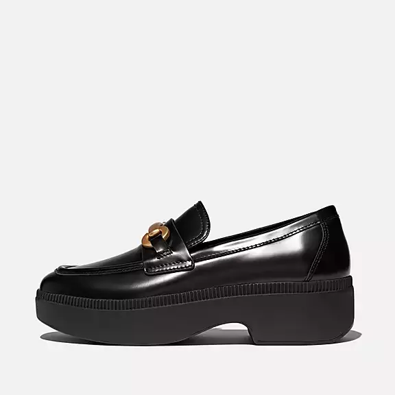 FitFlop Luma Chunky Wedge Loafers Black
