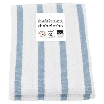 Danica Basketweave Dishcloth Slate Blue Set/2 Danica Basketweave Dishcloth Slate Blue Set/2