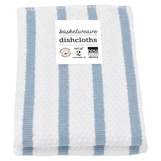 Danica Basketweave Dishcloth Slate Blue Set/2