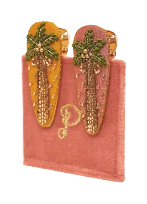 Powder Palm Trees Jewelled Hair Clip Powder Palm Trees Jewelled Hair Clip