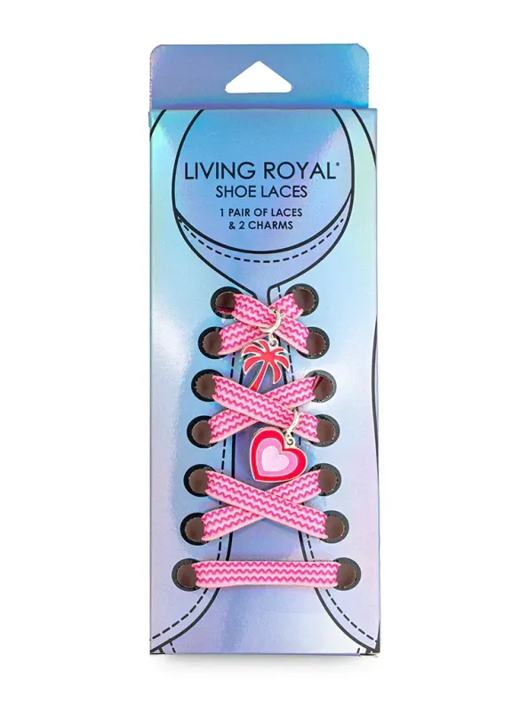 Living Royal Pink Waves Shoe Laces and Charm Set
