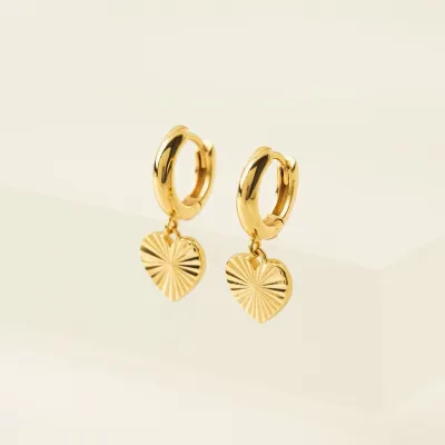 Lover's Tempo Demi Fine Heart Fluted Huggie Drop 