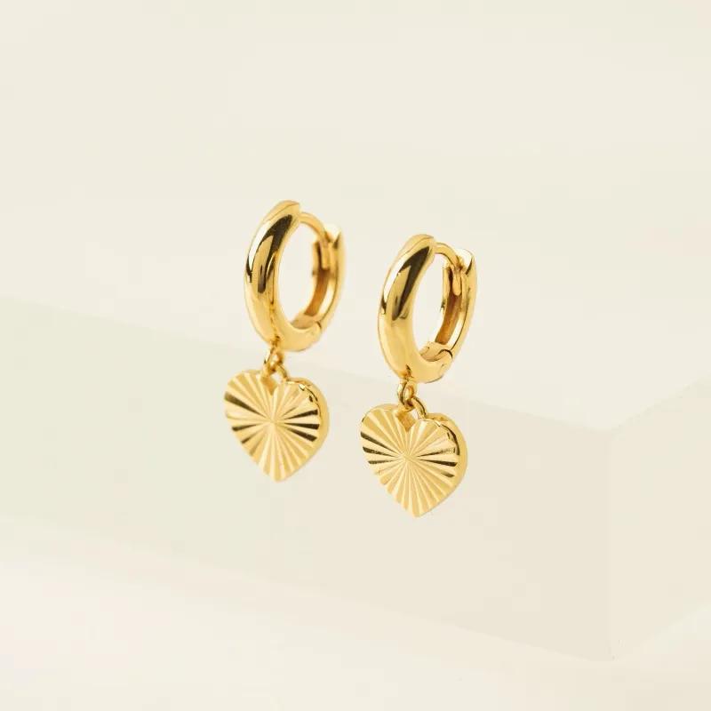 Lover's Tempo Demi Fine Heart Fluted Huggie Drop Lover's Tempo Demi Fine Heart Fluted Huggie Drop