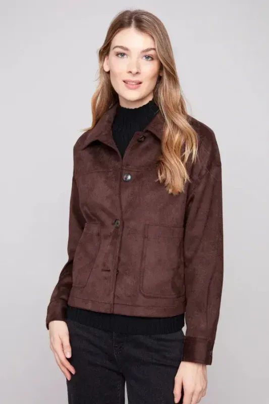 Charlie B Mocha Faux Suede Jacket