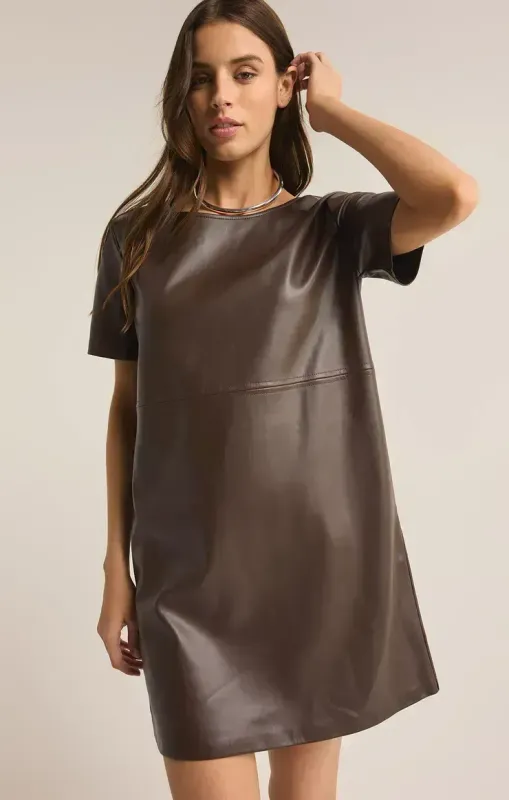 Z Supply London Dark Chocolate Faux Leather Dress 