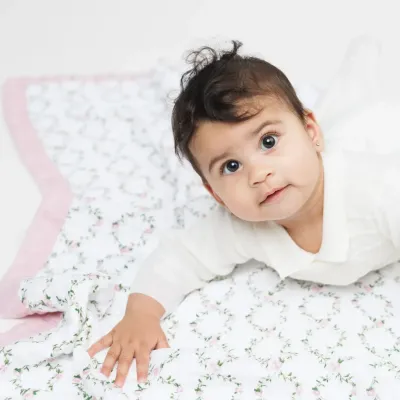 Lulujo Double Sided Muslin Quilt Bows &amp; Rose Trellis