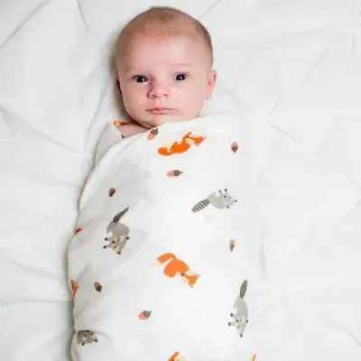 Lulujo Classic Muslin Swaddle Blanket Forest Friends