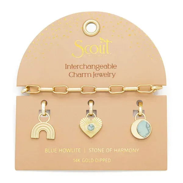 Scout Interchangeable Charm Bracelet Blue Howlite Gold