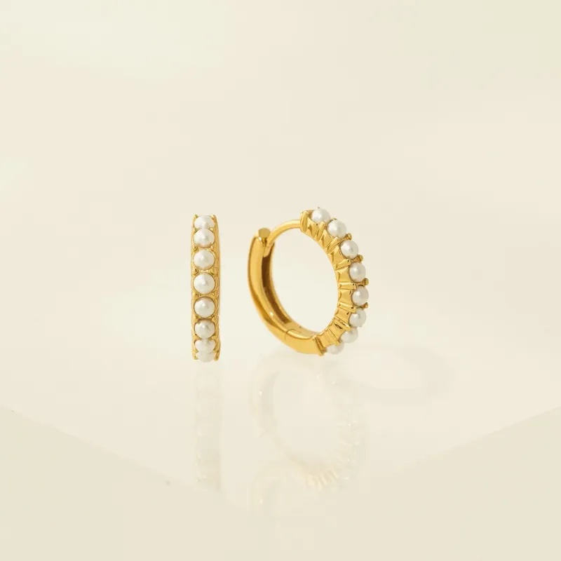 Lover's Tempo Demi Fine Pearl 15mm Hoop Earrings Lover's Tempo Demi Fine Pearl 15mm Hoop Earrings