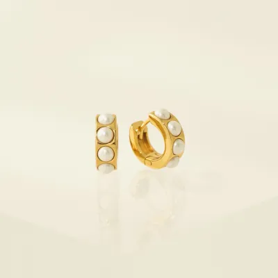 Lover's Tempo Demi Fine Pearl Chunky Huggie Hoop Lover's Tempo Demi Fine Pearl Chunky Huggie Hoop