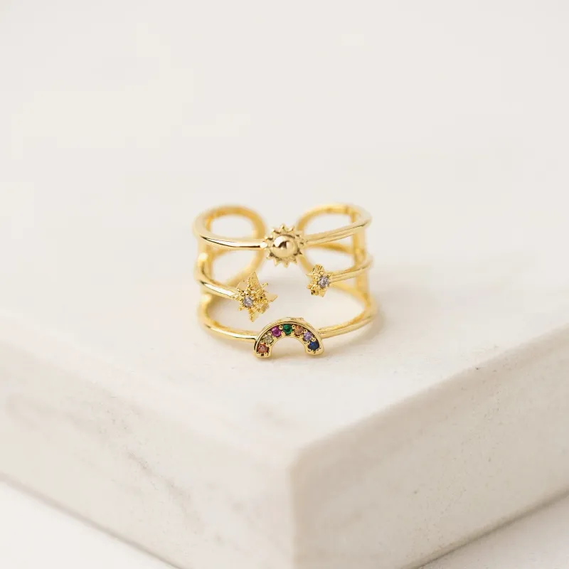 Lover's Tempo Rainbow Triple Band Fortuna Ring