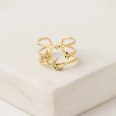 Lover's Tempo Moon Triple Band Fortuna Ring