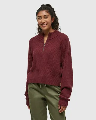 Ten Tree W Highline 1/4 Zip Mock Neck Deep Burgund