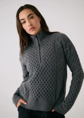 Lole Camila 1/2 Zip Sweater Medium Grey Heather