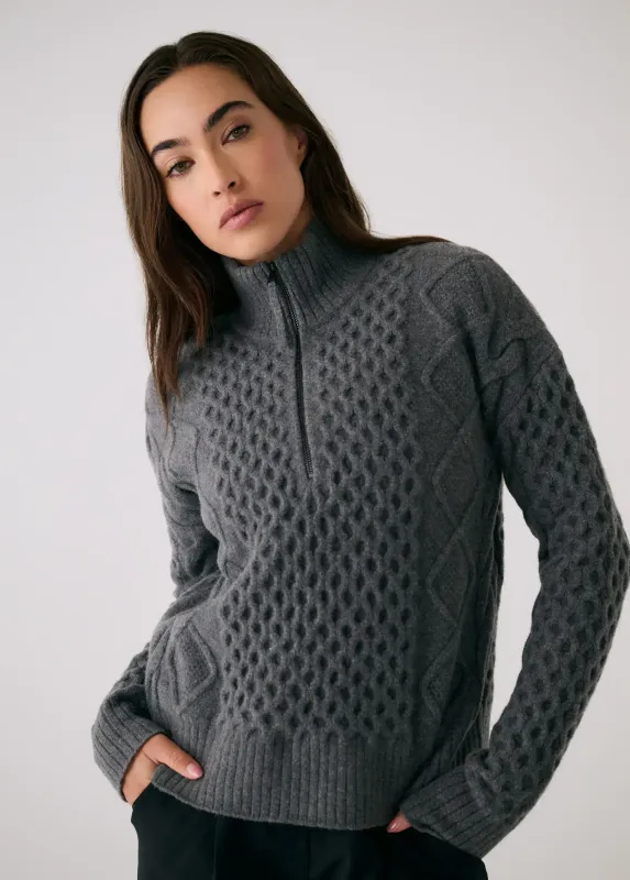 Lole Camila 1/2 Zip Sweater Medium Grey Heather