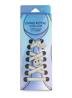 Living Royal Silver Shoe Laces and Charm Set 