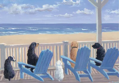 Peter Pauper Note Card Dogs on Deck Chair