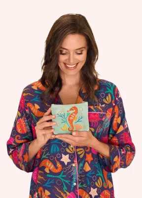 Powder Mini Pouch Sparkling Seahorse Aqua