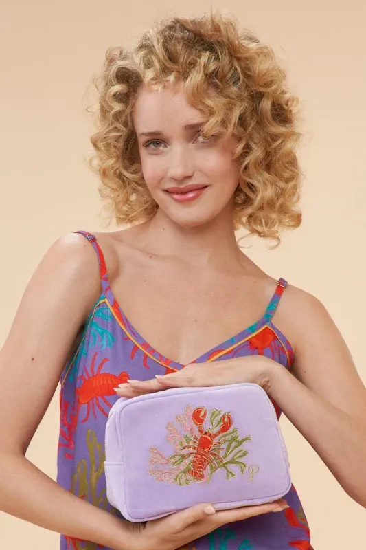 Powder Make Up Bag Lobster Buddies Lavender