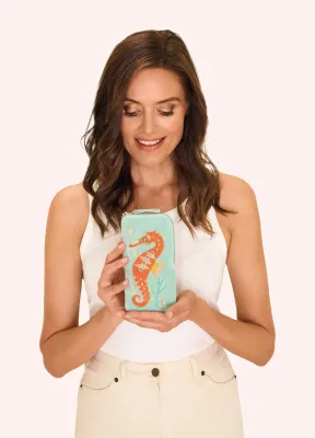 Powder Sunglass Pouch Sparkling Seahorse Aqua