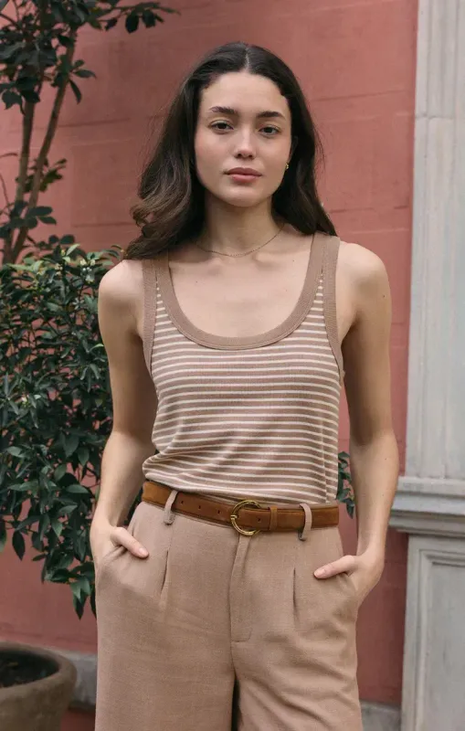 Z Supply Elin Stripe Rib Tank Iced Coffee