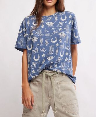 Free People Painted Tee Navy Combo
