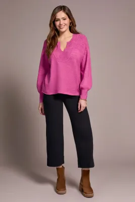 Tribal Notch Neckline Sweater Cameo