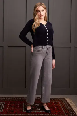 Tribal Audrey Wide Leg Jeans with Silver Coating