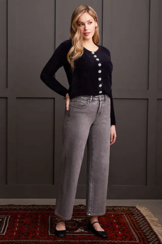 Tribal Audrey Wide Leg Jeans with Silver Coating