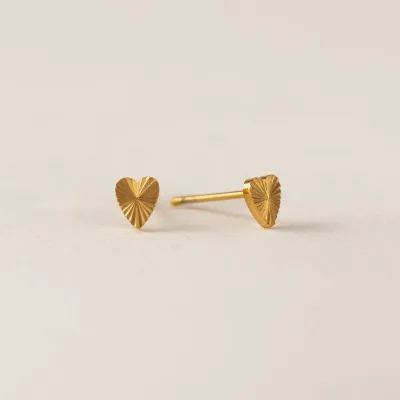 Lover's Tempo Waterproof Fluted Heart Studs