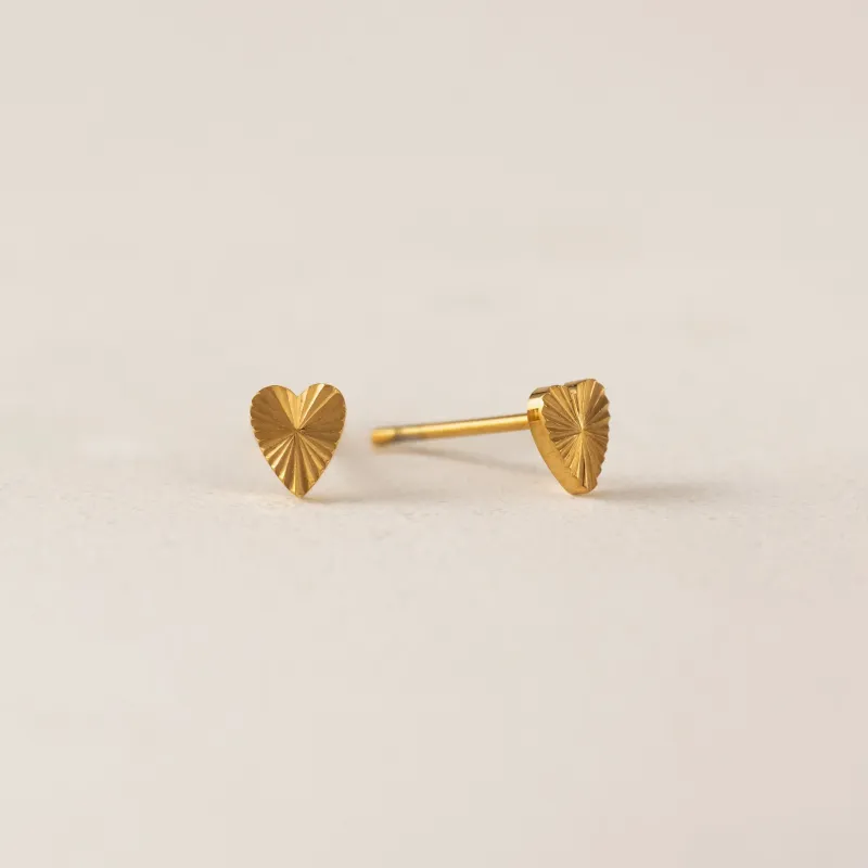 Lover's Tempo Waterproof Fluted Heart Studs Lover's Tempo Waterproof Fluted Heart Studs