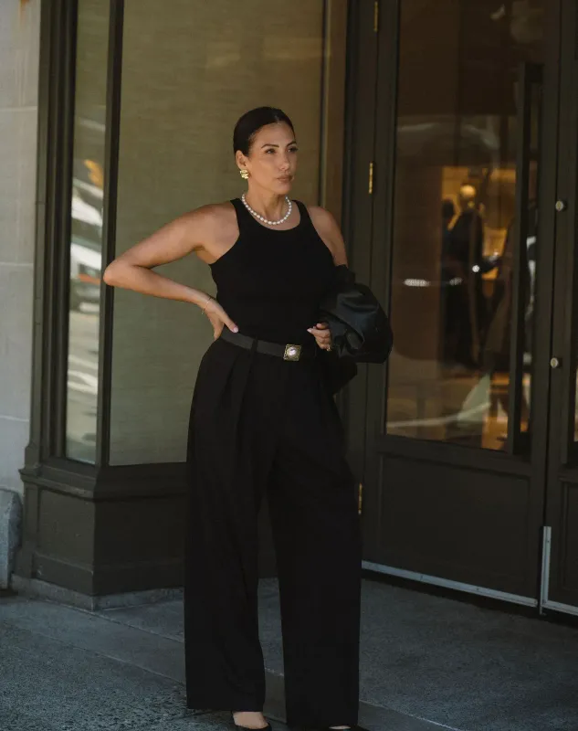 Brunette the Label Tank with Curved Hem Black