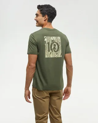 Ten Tree M Woodblock Ten T-Shirt Deep Olive/Sunray Ten Tree M Woodblock Ten T-Shirt Deep Olive/Sunray