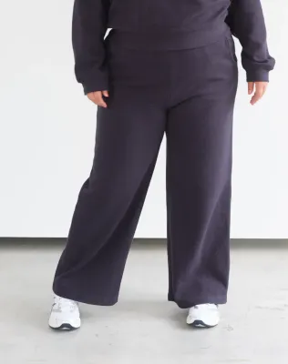 Brunette the Label Waffle Wide Leg Pant Navy