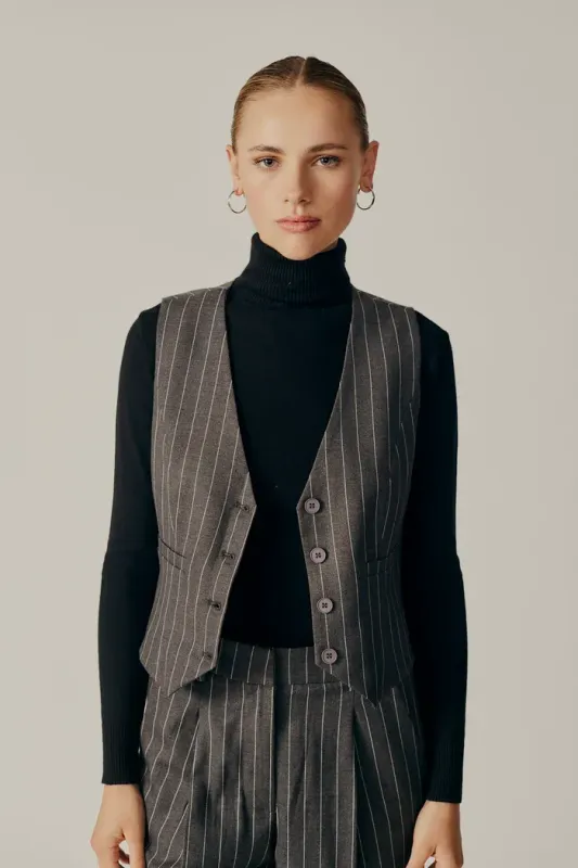 Deluc Taxus Stripe Grey Melange Waistcoat