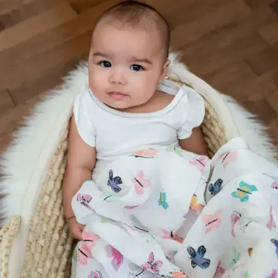 Lulujo Classic Muslin Swaddle Blanket Butterfly