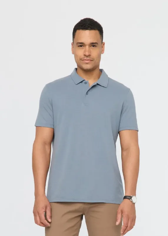 DUER Performance Polo Air Flow Pique Stone Blue