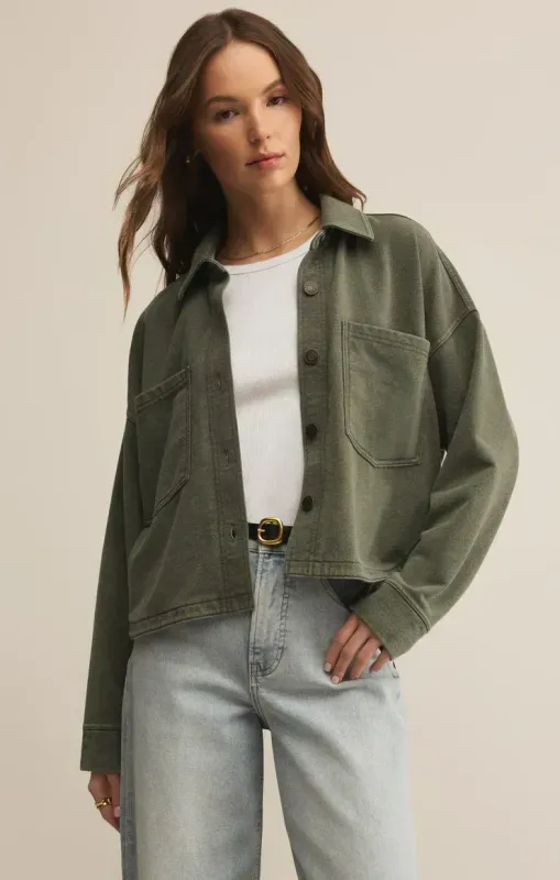 Z Supply All Day Cropped Knit Jacket Hunter Green