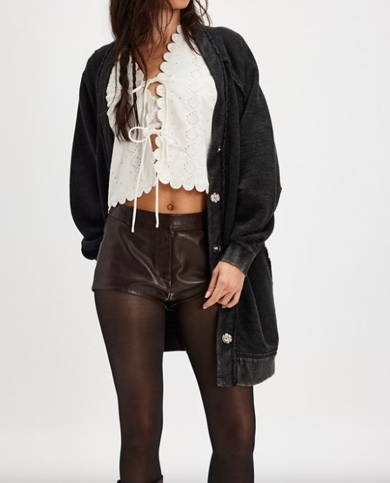 Free People Fresh Start Cardi Black