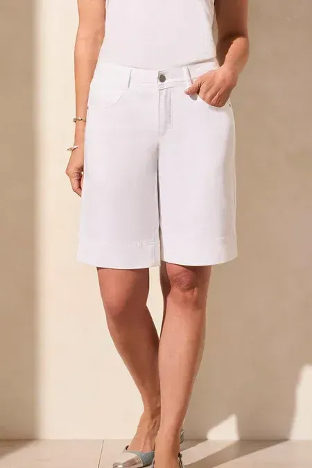 Tribal Fly Front Wide Leg Bermuda